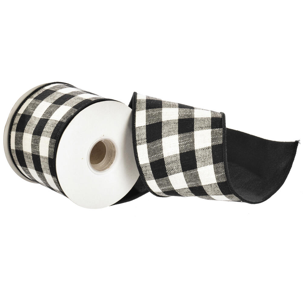 Vickerman Black Cotton Checks Double Fused Taffeta Back Ribbon