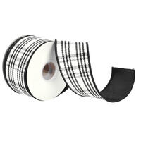 2.5"x10Y Black Plaid Taffeta Back Ribbon