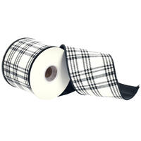 4"x10Y Black Plaid Taffeta Back Ribbon