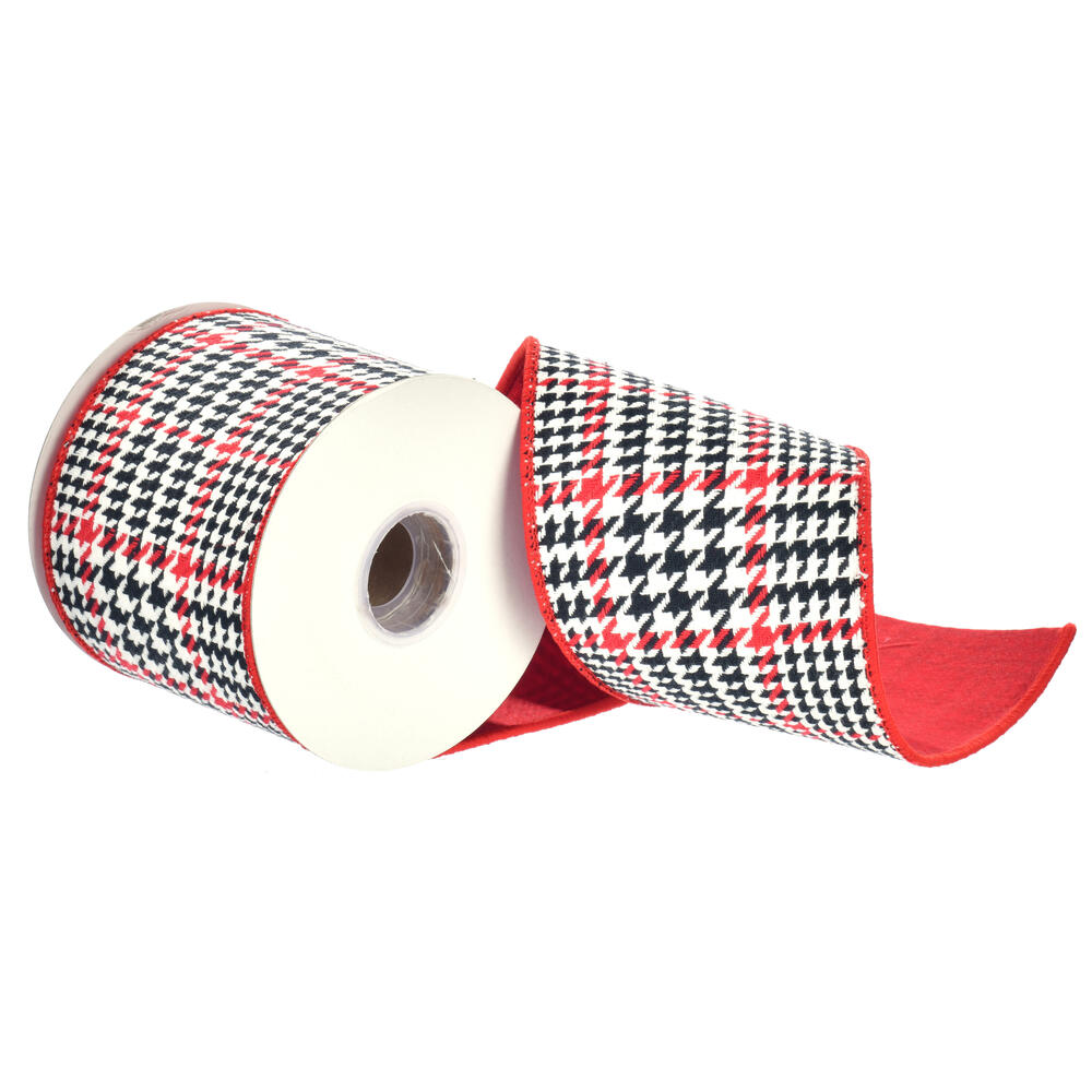 Vickerman Red Houndstooth Plaid Ribbon
