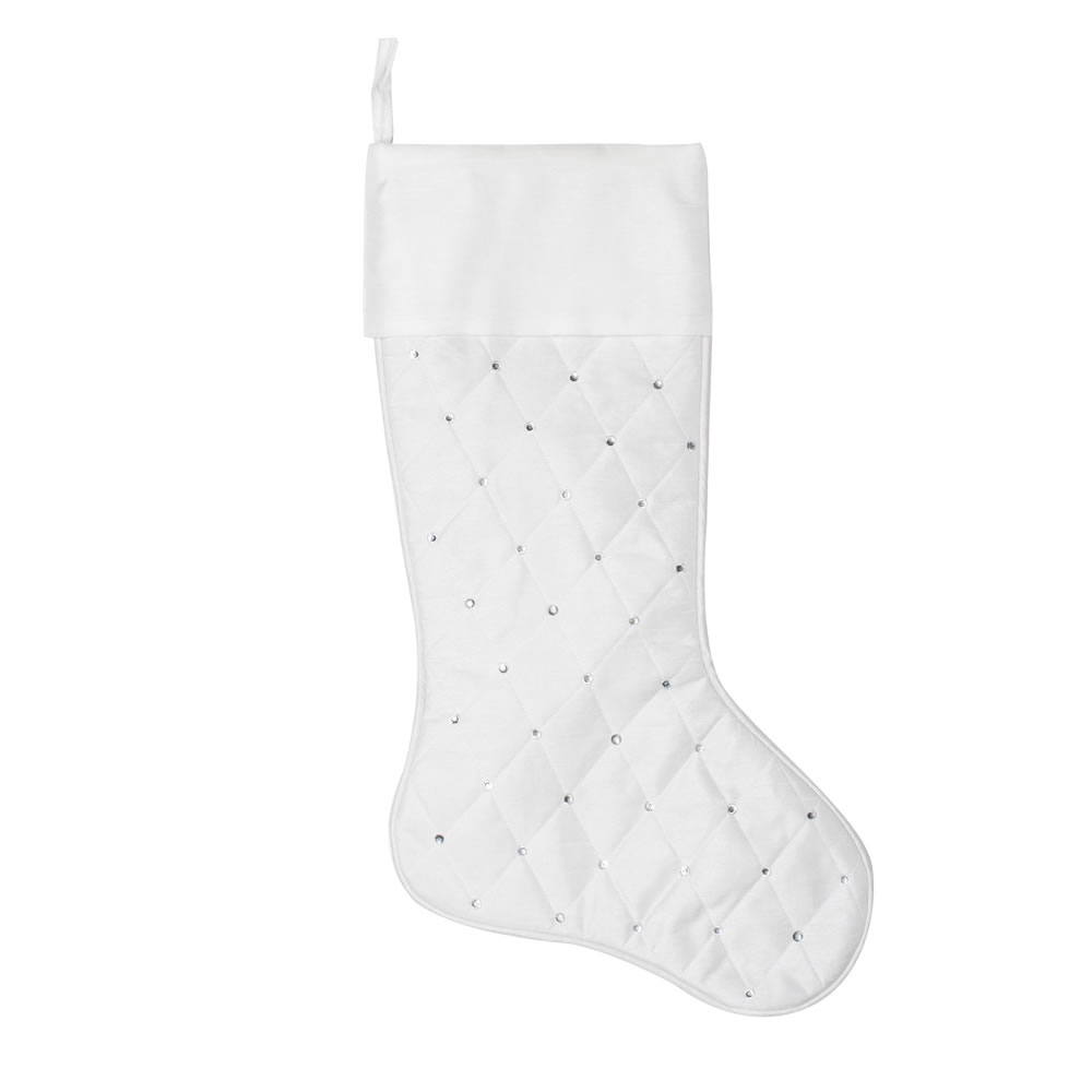 21" Ivory Quilt Stitch Jewel Stocking