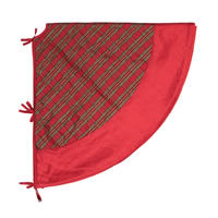 52" Red/Gold Plaid Treeskirt Red Trim