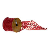 4"X10Y Red Glitter Sequin Net Ribbon