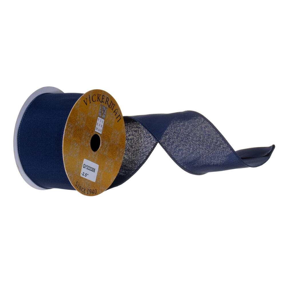 2.5"X10Y Midnight Blue Woven Ribbon
