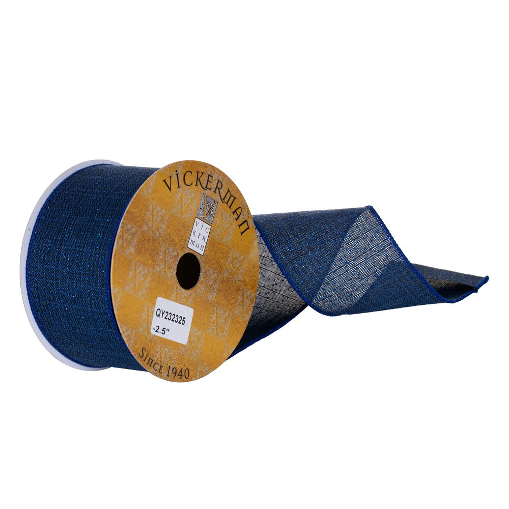 2.5"X10Y Mdnght Blue Gltter Burlap Rbbon