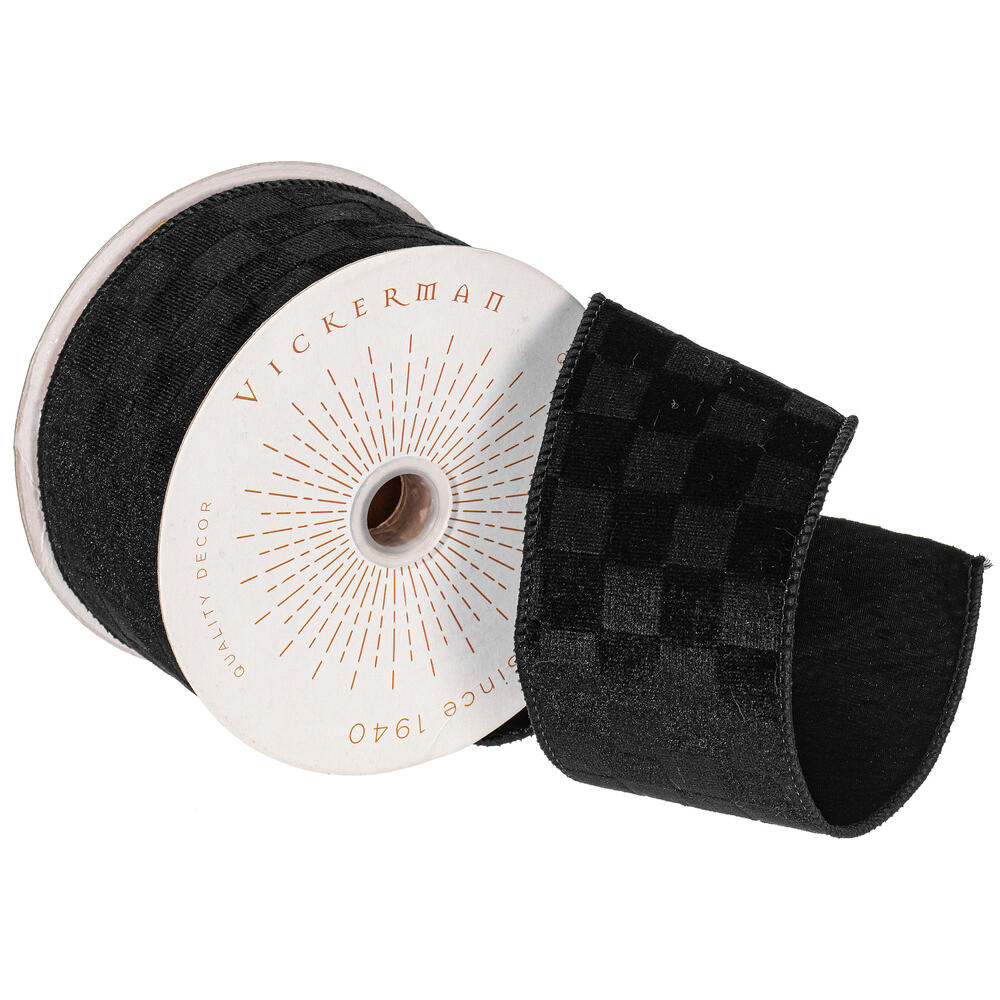 Vickerman Velvet Checkered Satin Back Ribbon
