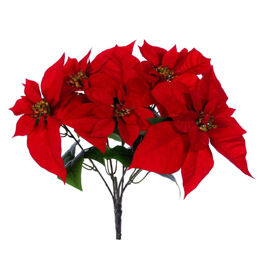 Vickerman Artificial Red Poinsettia Bush