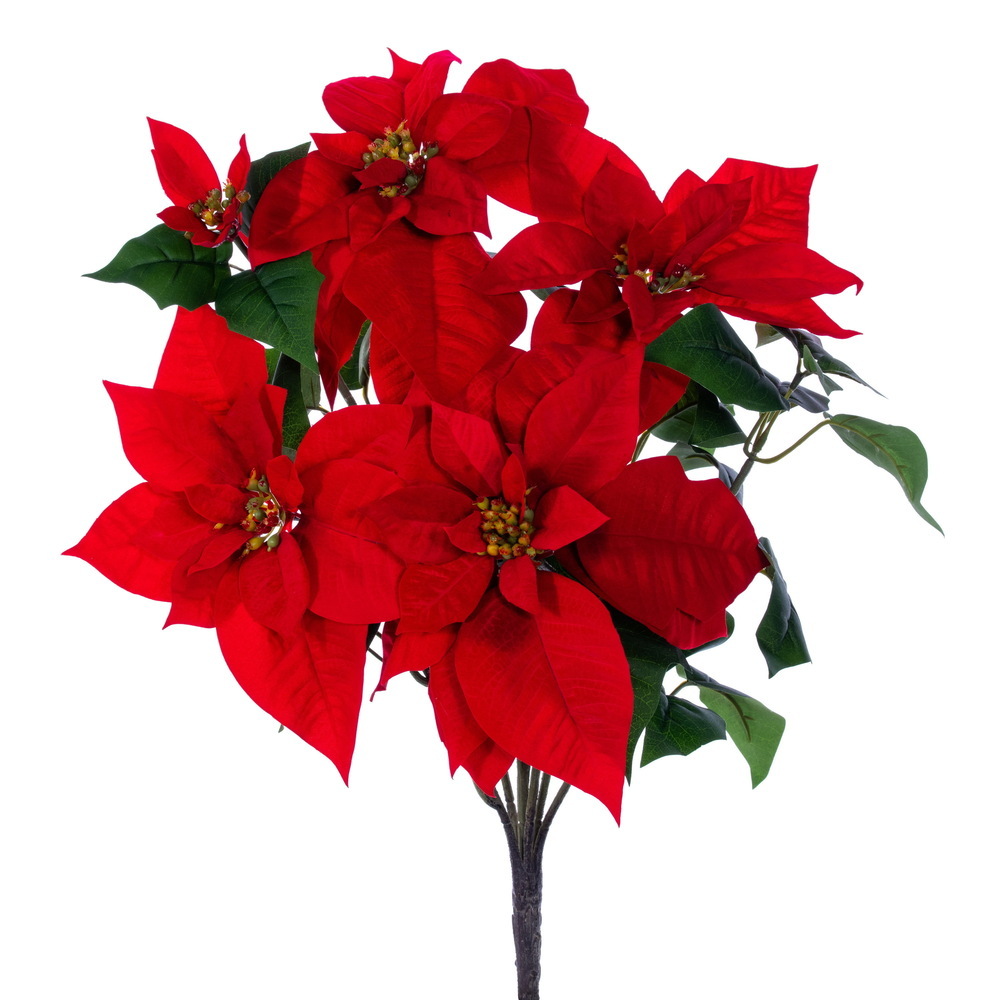 Vickerman Artificial Red Poinsettia Bush