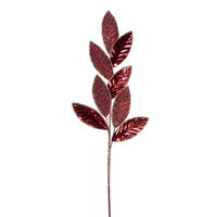 27.5" Brgndy Mtllc Leaf Gltr Spray 3/Bag