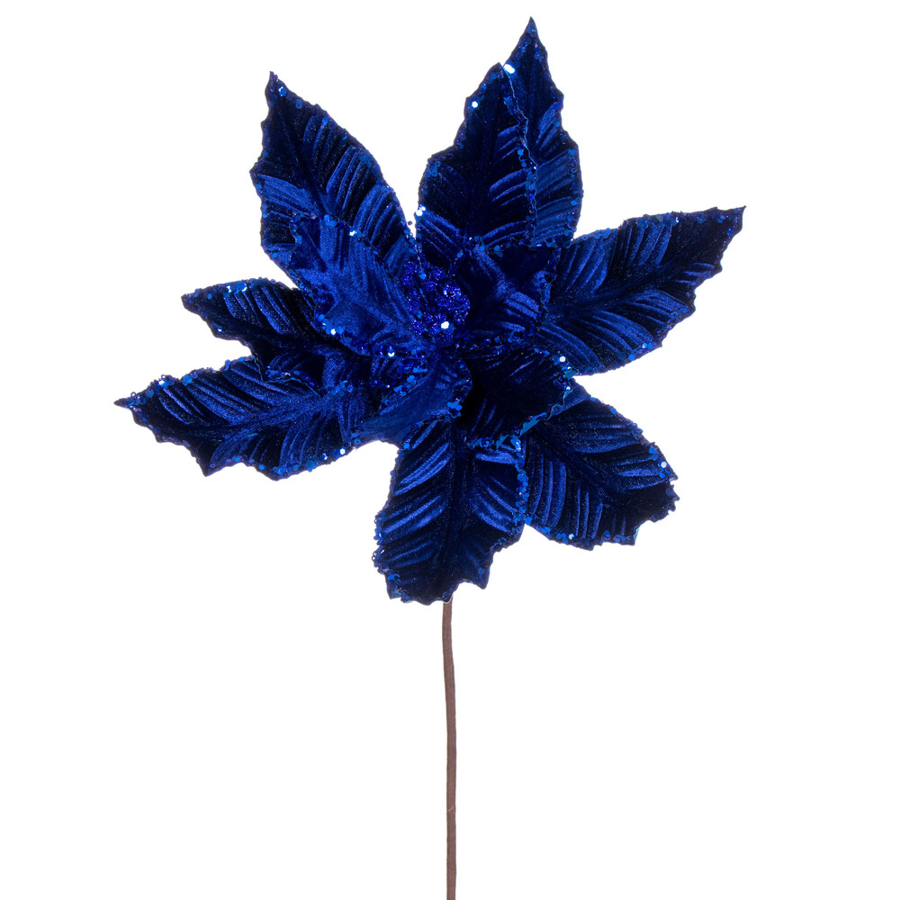 Vickerman 24" Velvet Sequin Trim Poinsettia