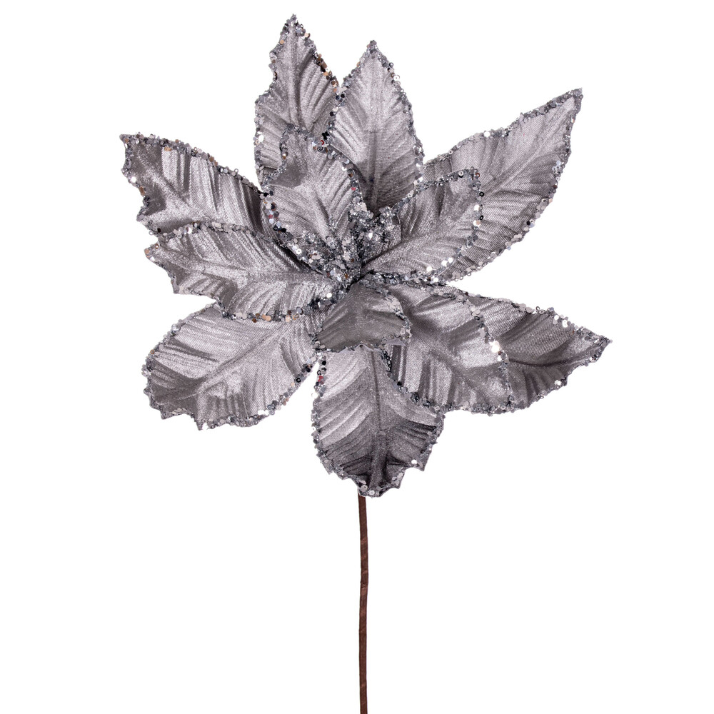 Vickerman 24" Velvet Sequin Trim Poinsettia
