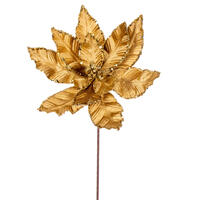 24" Gold Velvet Poinsettia 3/Bag