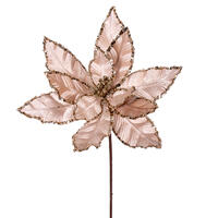24" Champagne Velvet Poinsettia 3/Bag