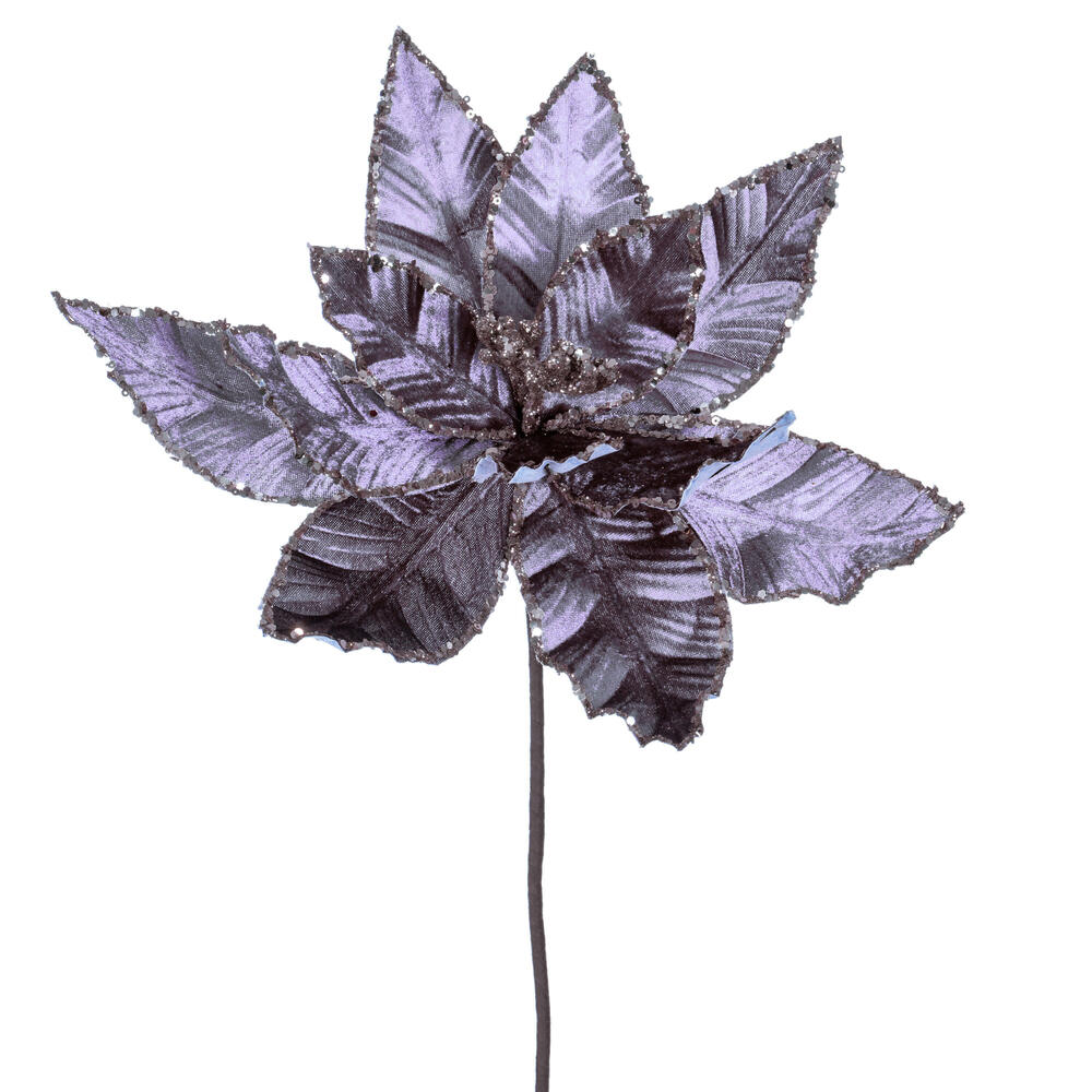 Vickerman 24" Velvet Sequin Trim Poinsettia