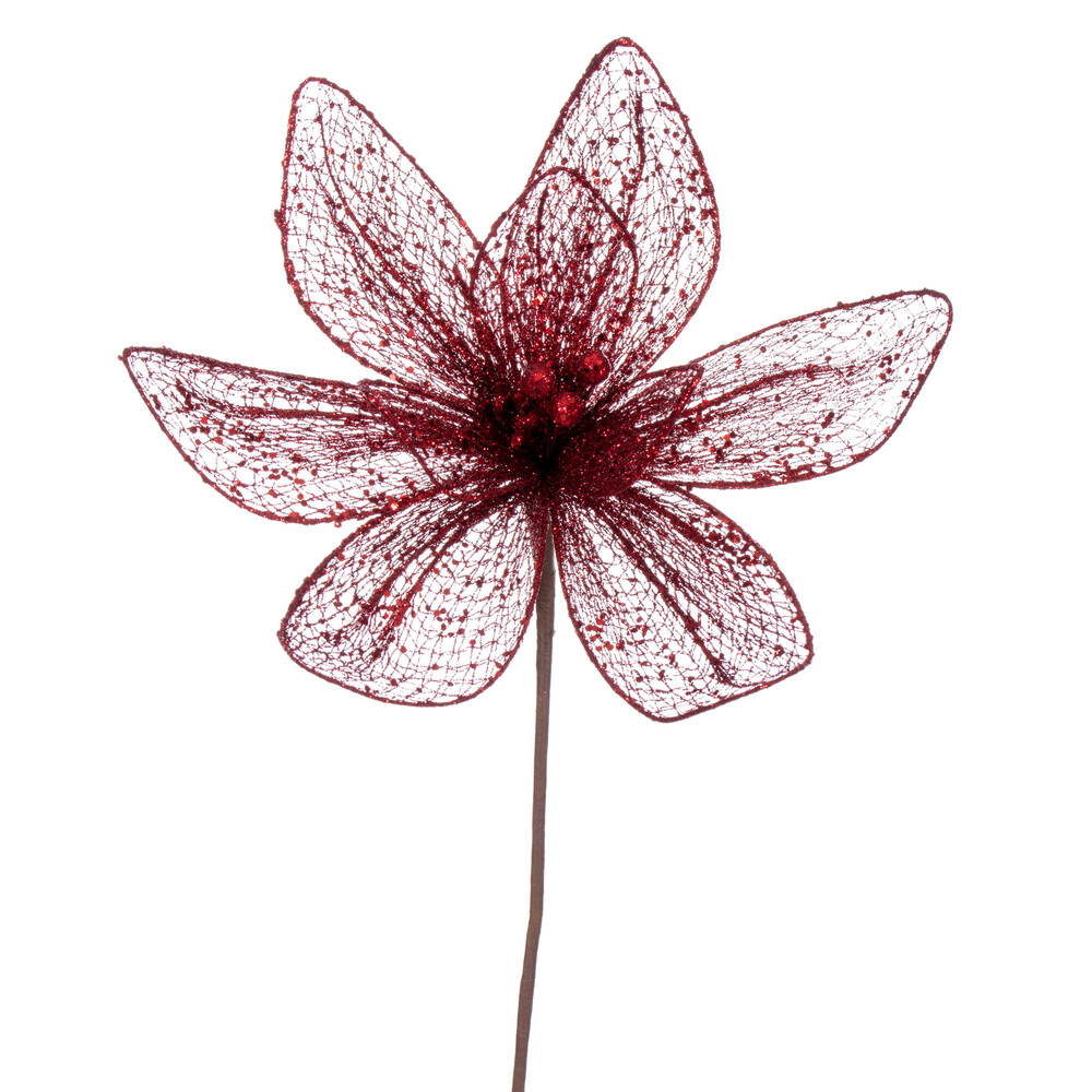 Vickerman 24" Mesh Glitter Sequin Poinsettia
