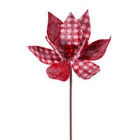 Vickerman Frosted Buffalo Check Velvet Poinsettia