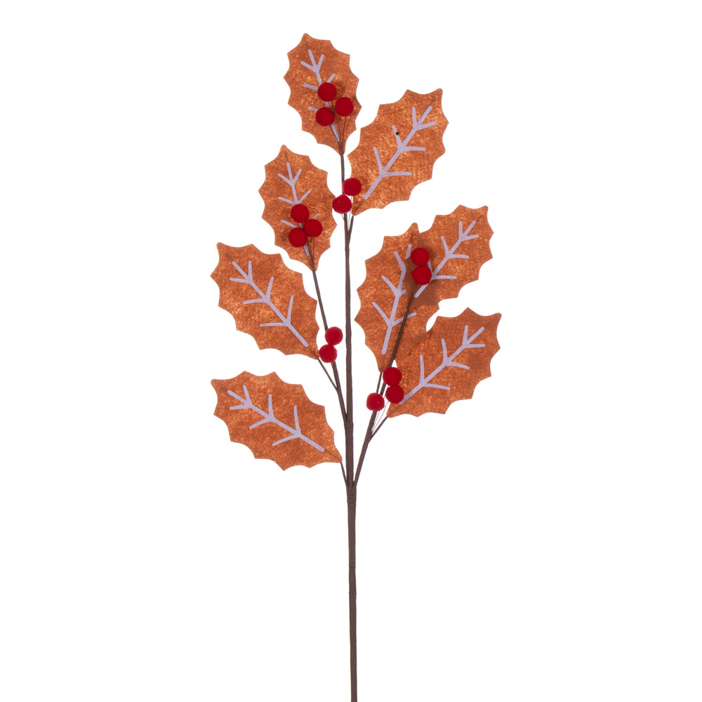 Vickerman Felt Holly and Red Berry Spray