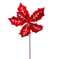 Vickerman 22" Red/White and Brown/White Felt Poinsettia