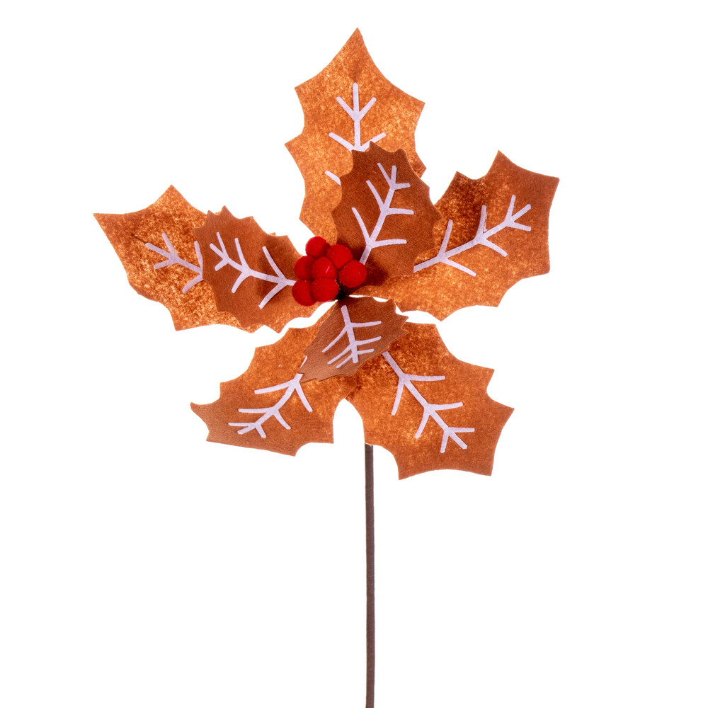 Vickerman 22" Red/White and Brown/White Felt Poinsettia