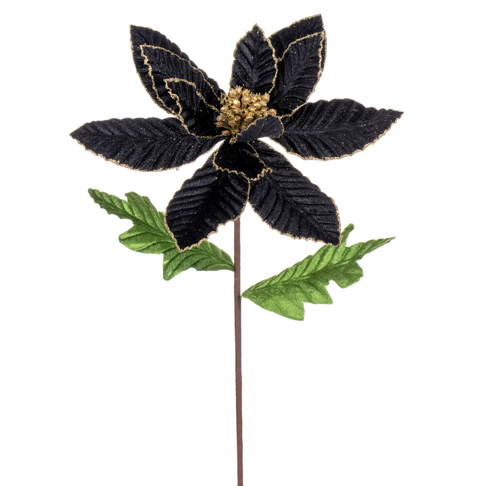 Vickerman 22" Velvet Glitter Trim Poinsettia