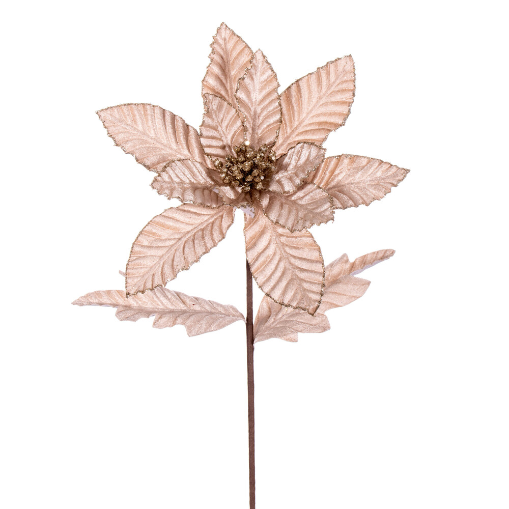 Vickerman 22" Velvet Glitter Trim Poinsettia