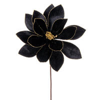 22" Black Velvet Sheen Poinsettia 4/Bag