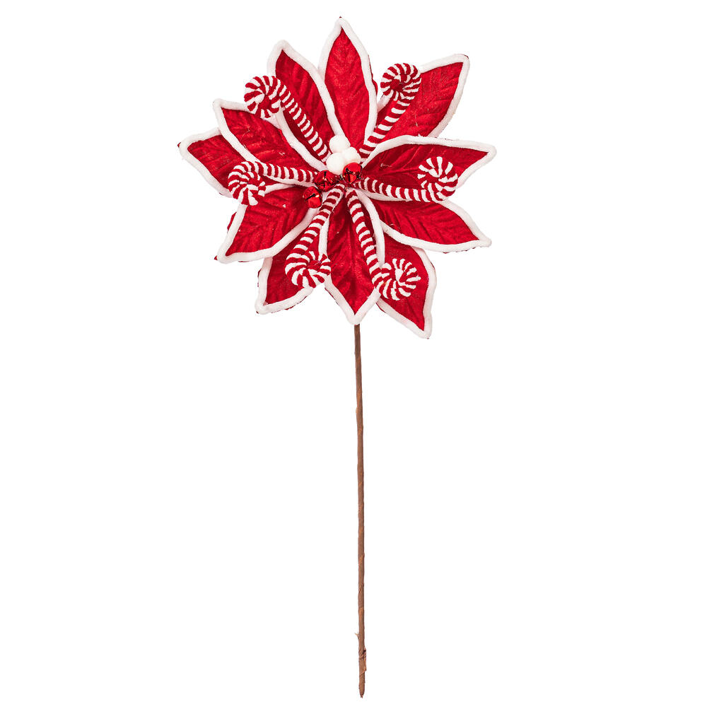 Vickerman 21.5" Red Candy Cane Poinsettia, 4/bag