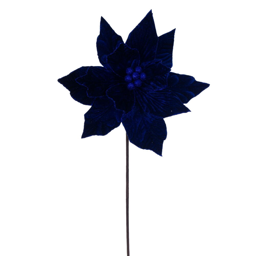 Vickerman 21.5" Metallic Poinsettia Stems 6/Bag