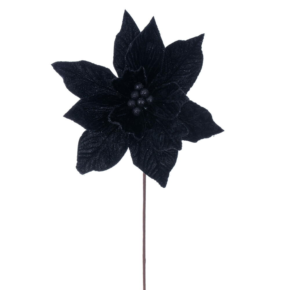 Vickerman 21.5" Metallic Poinsettia Stems 6/Bag