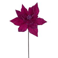 Vickerman 21.5" Metallic Poinsettia Stems 6/Bag
