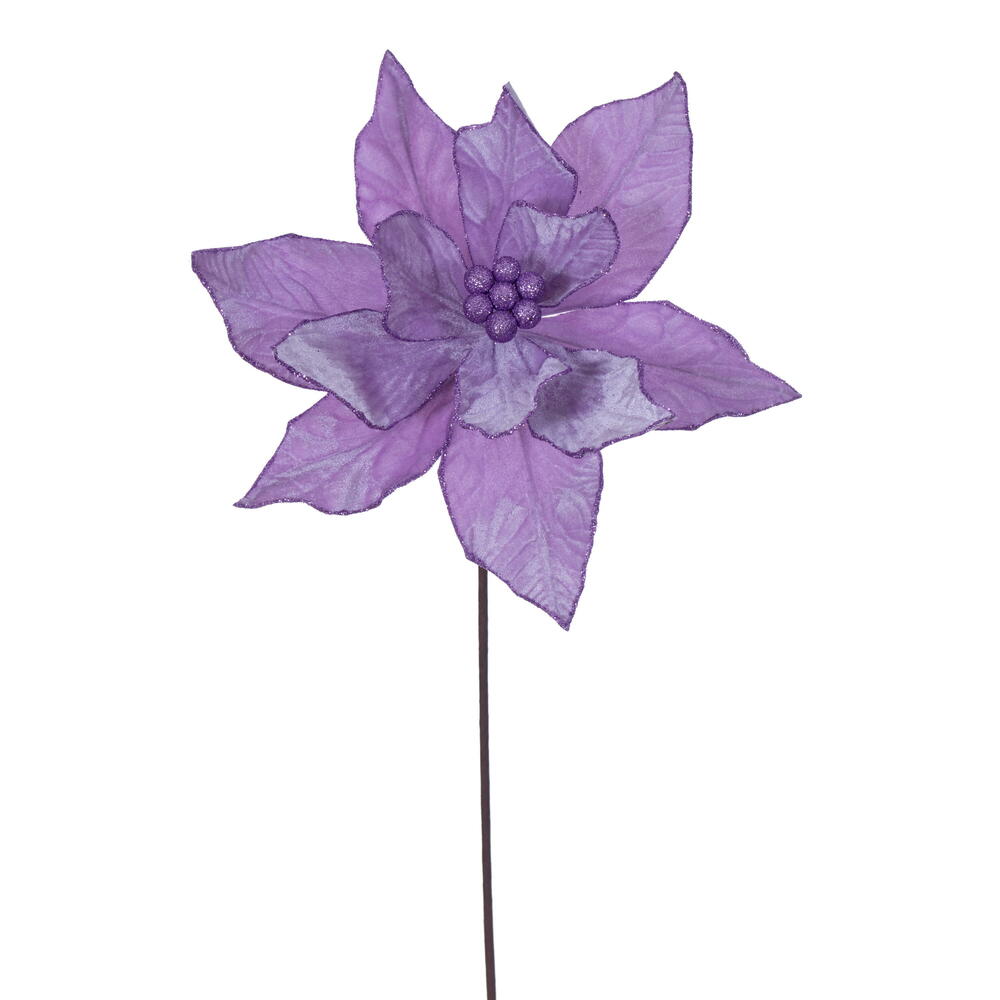 Vickerman 21.5" Metallic Poinsettia Stems 6/Bag