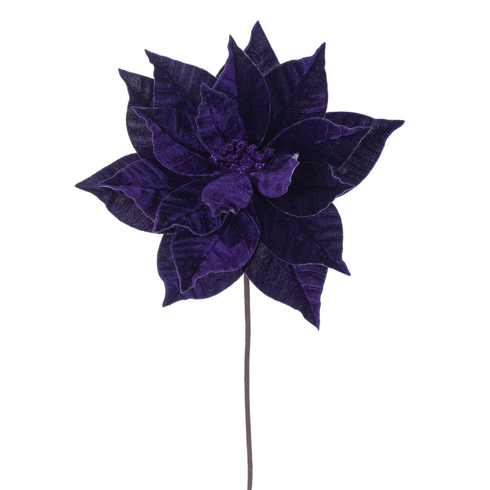 Vickerman 21.5" Velvet Poinsettia Stem 6 per Bag