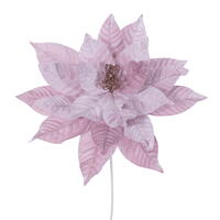 21.5" Pink Poinsettia 18" Flower 2/Bag