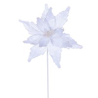 21.5" White Poinsettia 12" Flower 6/Bag