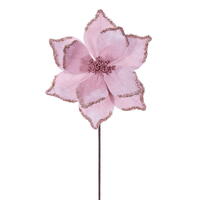 21.5" Pink Poinsettia 10" Flower 6/Bag