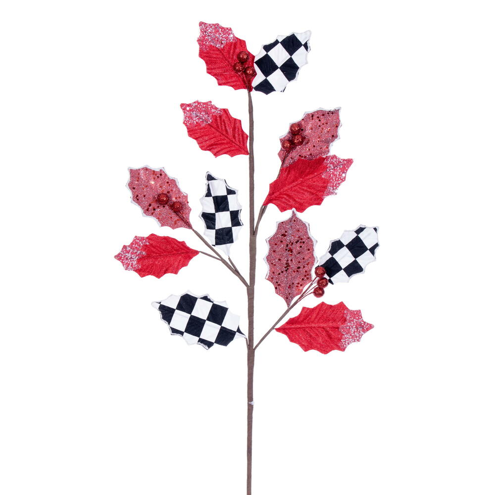 Vickerman 26" x 10" Red/White/Black Leaf Spray