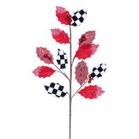 26" Red/White/Black Leaf Spray 4/Bg