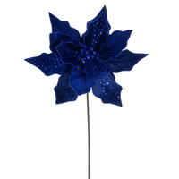 Vickerman 10" x 20" Velvet Striped Poinsettia Stem