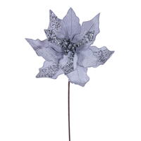 Vickerman 10" x 20" Velvet Striped Poinsettia Stem