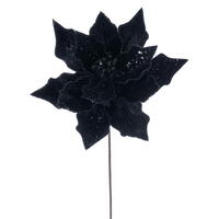 Vickerman 10" x 20" Velvet Striped Poinsettia Stem
