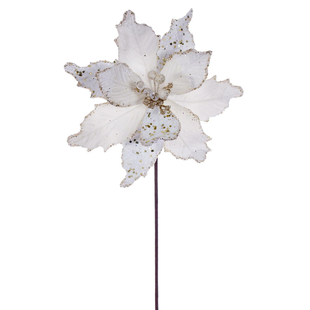 Vickerman 11.5" x 20" Velvet Sugar Poinsettia Stem