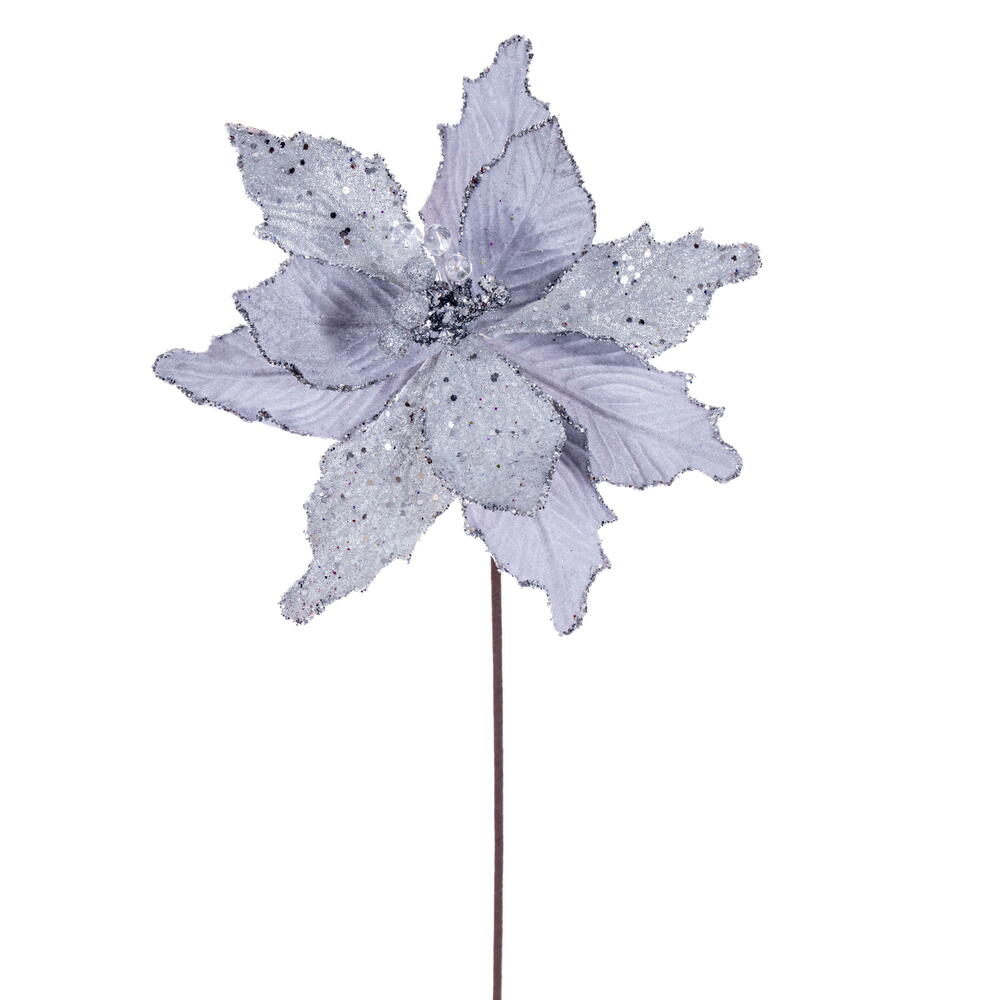 Vickerman 11.5" x 20" Velvet Sugar Poinsettia Stem