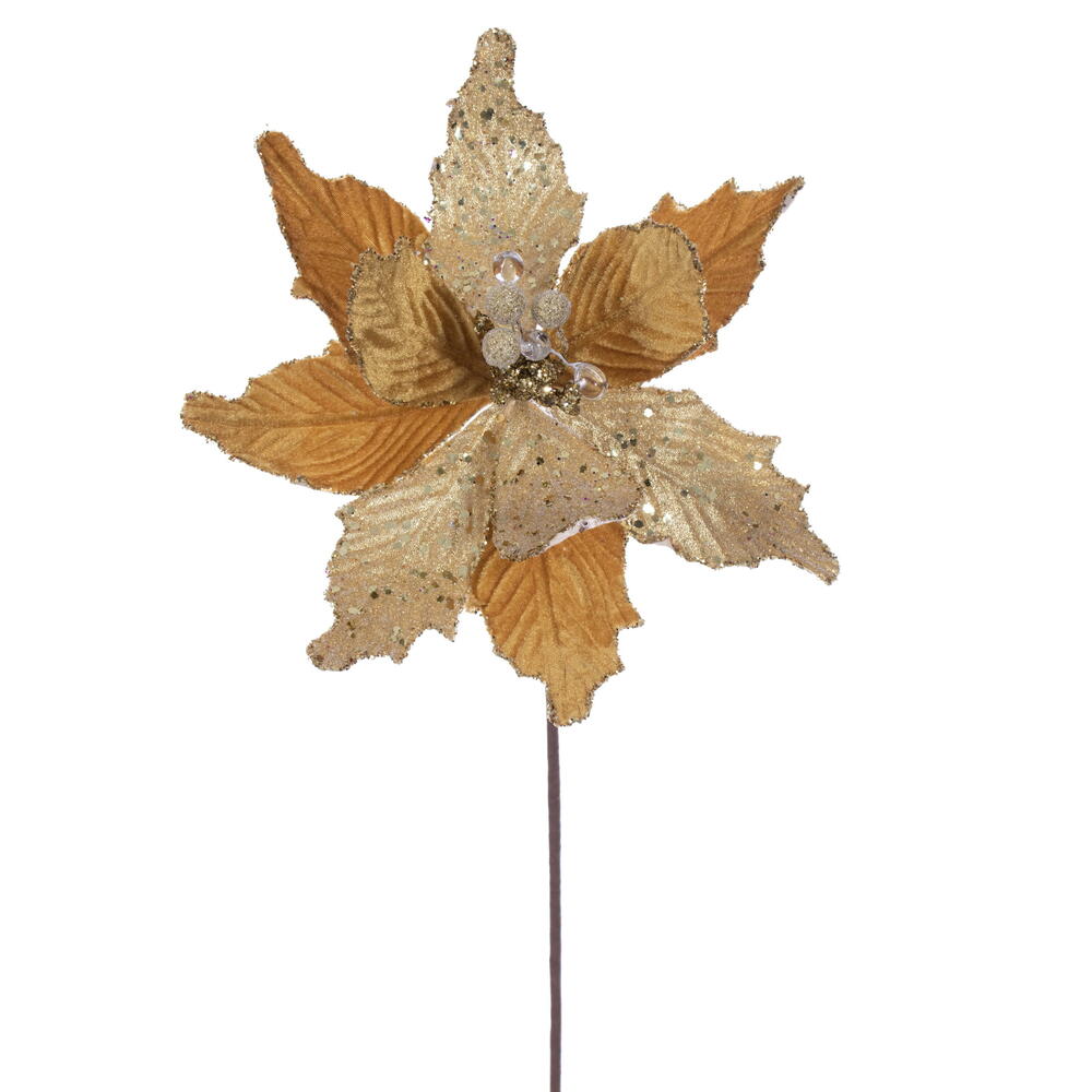 Vickerman 11.5" x 20" Velvet Sugar Poinsettia Stem