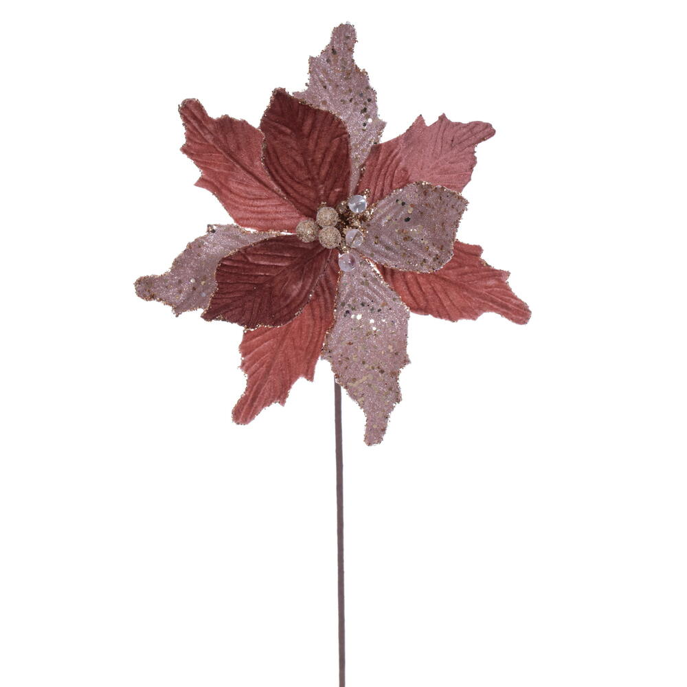 Vickerman 11.5" x 20" Velvet Sugar Poinsettia Stem