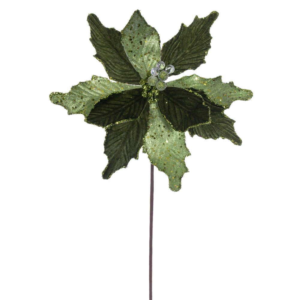 Vickerman 11.5" x 20" Velvet Sugar Poinsettia Stem