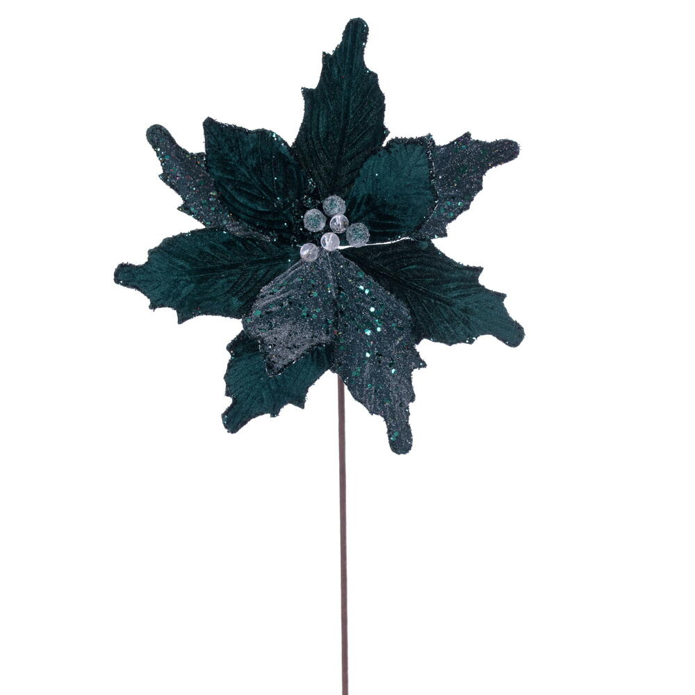 Vickerman 11.5" x 20" Velvet Sugar Poinsettia Stem
