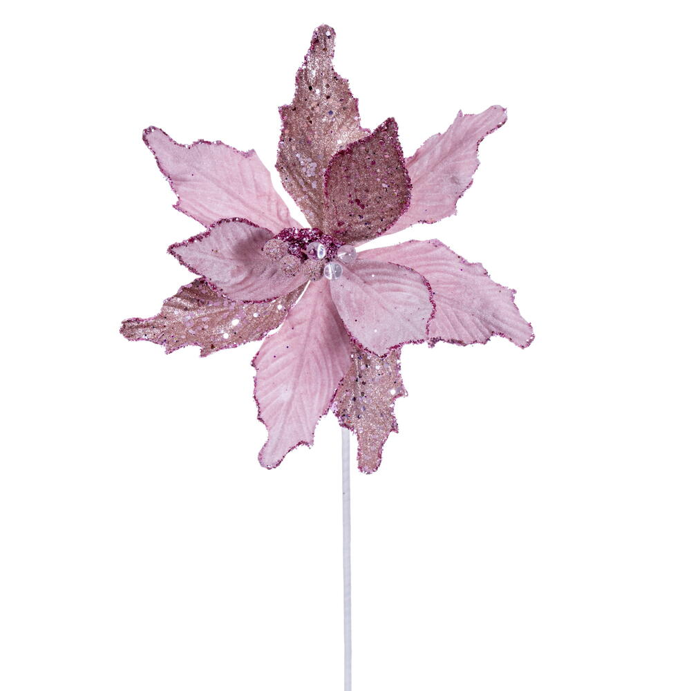 Vickerman 11.5" x 20" Velvet Sugar Poinsettia Stem