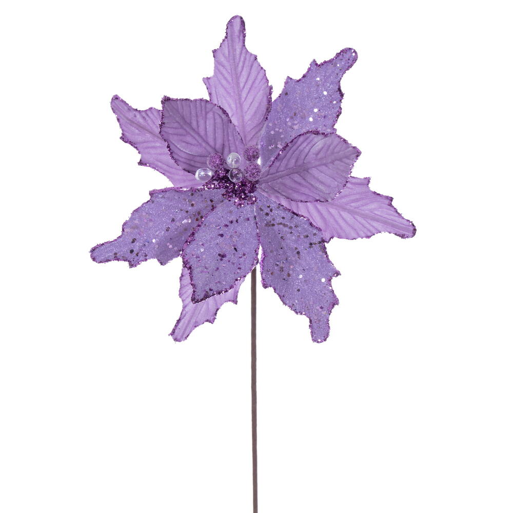 Vickerman 11.5" x 20" Velvet Sugar Poinsettia Stem