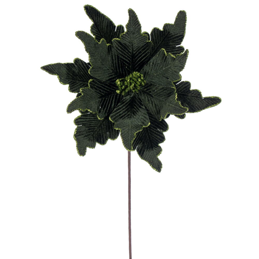 Vickerman 13" x 20" Deluxe Velvet Poinsettia Stem