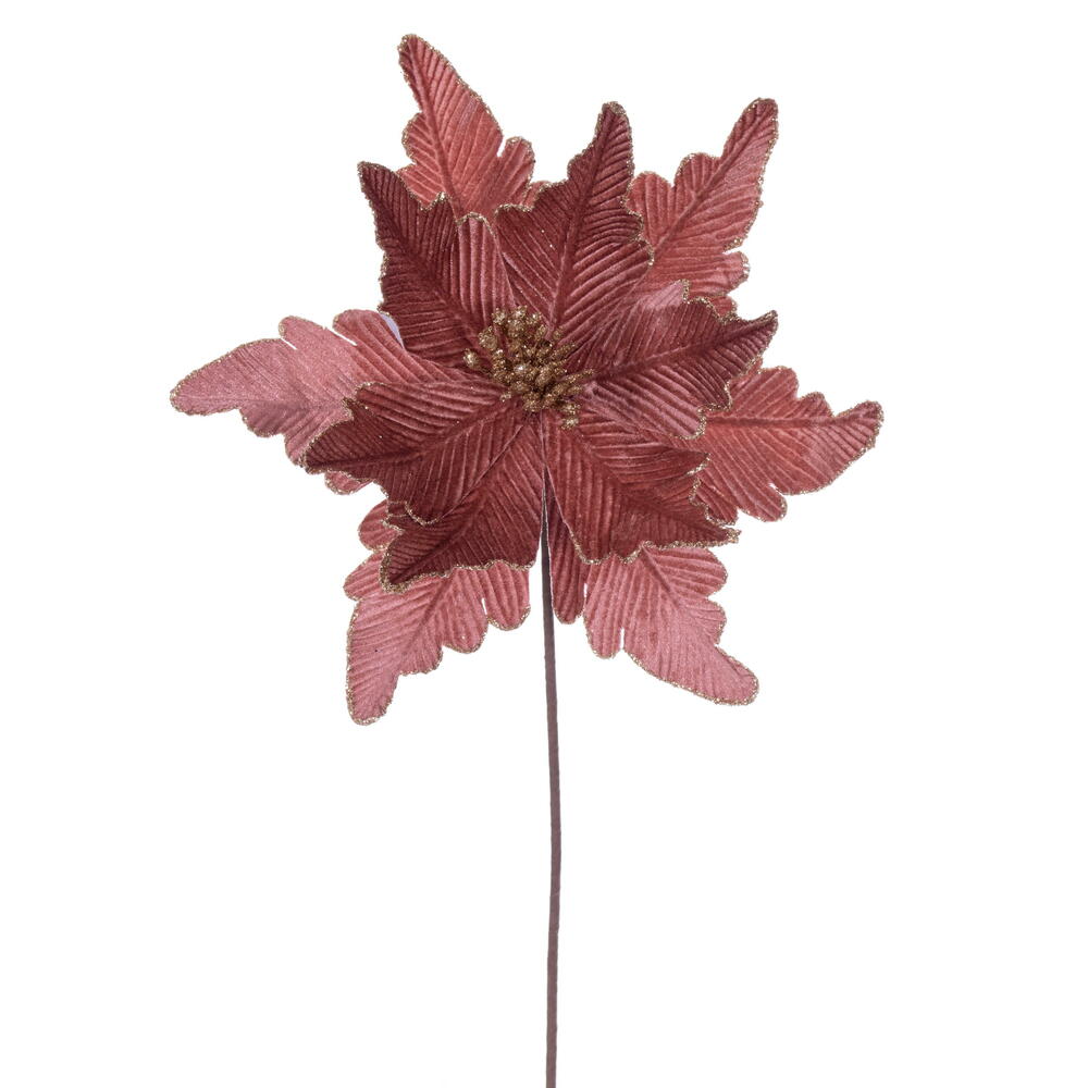 Vickerman 13" x 20" Deluxe Velvet Poinsettia Stem